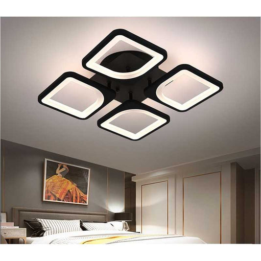 Lustră LED Negru Pătrate cu Telecomandă WiFi 2.4G – Design Modern și Funcționalitate Avansată - 6604/4S BK