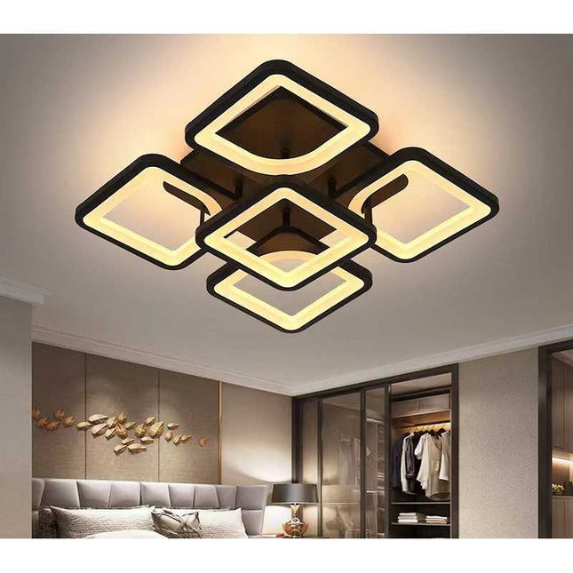 Lustră LED Pătrată cu Telecomandă WiFi 2.4G – Iluminare Inteligentă și Modernă 6604/4+1 BK