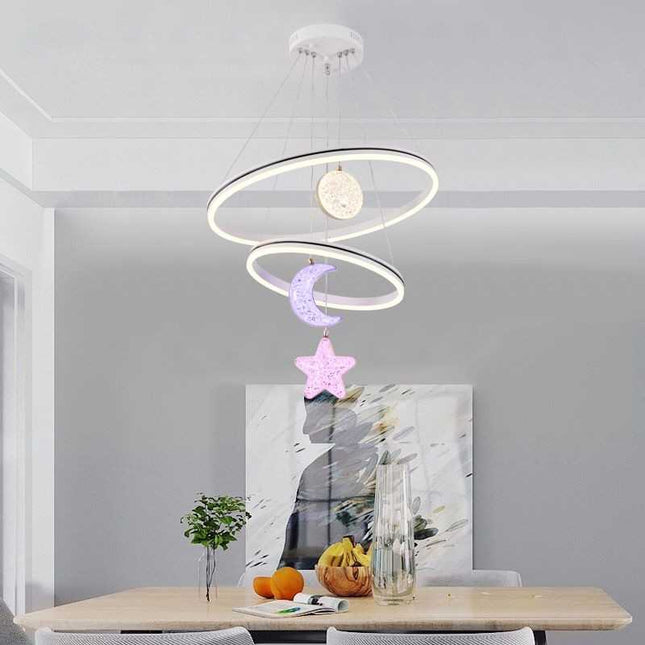 Lustră LED Stele și Lună cu Telecomandă – Magie și Eleganță în Iluminatul Interior - G4007