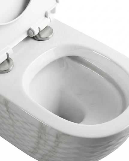 Vas WC Modern Rimless – Alb Marmorat Diamond 3D