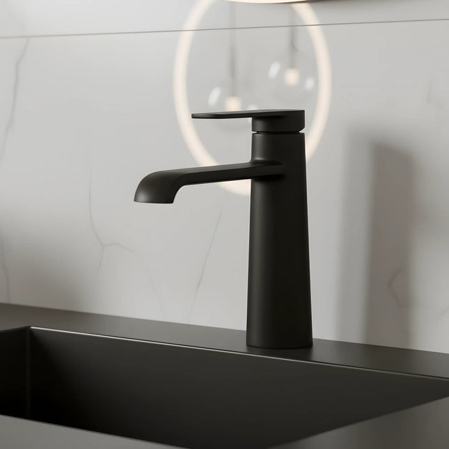 Baterie lavoar negru mat – design modern din alamă solidă