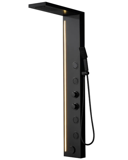 Panel de Duș Black Line – Design Modern cu Bandă Luminoasă și Funcții Multiple