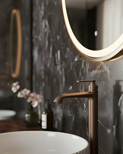 Baterie înaltă lavoar baie bronz satinat – Mâner clasic în trepte | B1006A 02