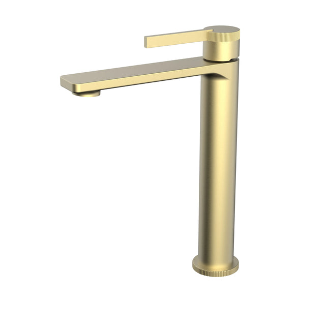 Baterie lavoar cu mâner rotund texturat vertical – finisaj auriu periat