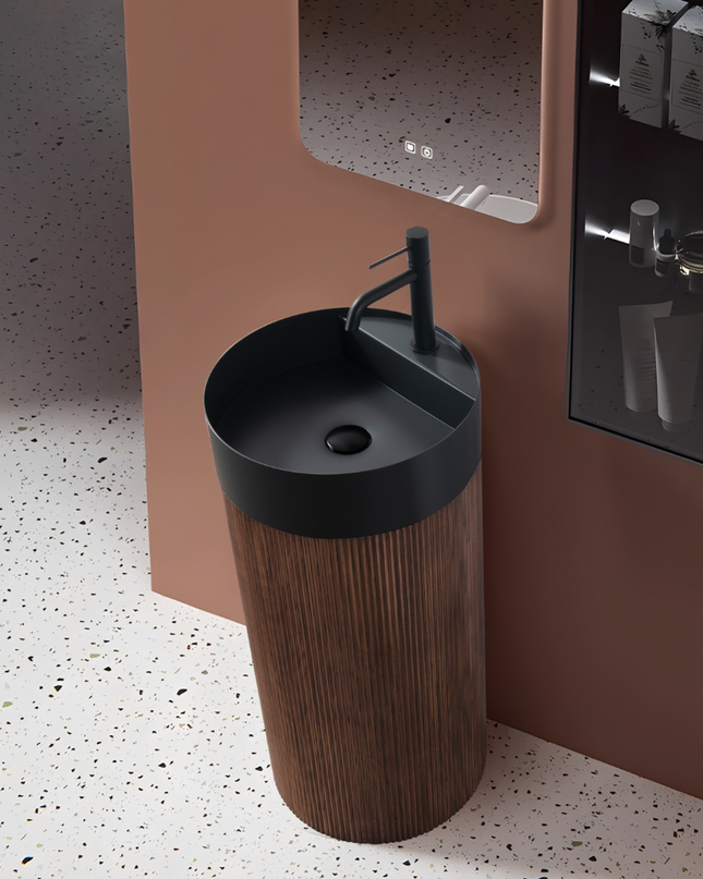 Lavoar Coloană Premium din Lemn & Marmură – Modele YB-2024-039