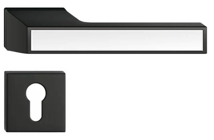 Mâner ușă MAXIMA CONNECT – Negru cu decor alb mat, cu yală inclusă