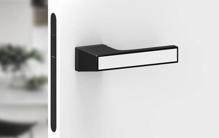 Mâner ușă MAXIMA CONNECT – Negru cu decor alb mat, cu yală inclusă