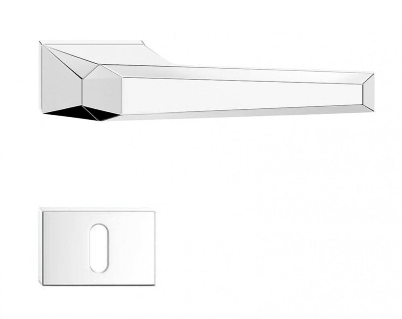 Mânere uși Prisma – Crom Lucios cu Rozetă Cheie Inclusă