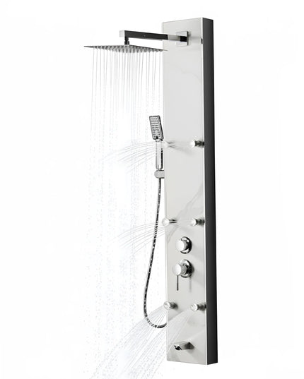 Panel de Duș Marble White – Design Premium cu Jeturi Multiple de Hidromasaj și Duș Fix