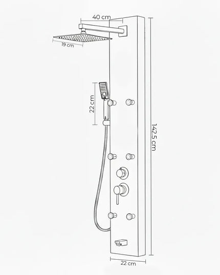 Panel de Duș Marble White – Design Premium cu Jeturi Multiple de Hidromasaj și Duș Fix