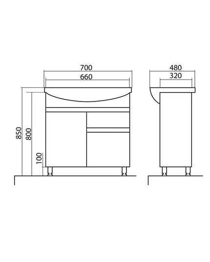 Mobilier de baie pe pardoseală Sity, Alb