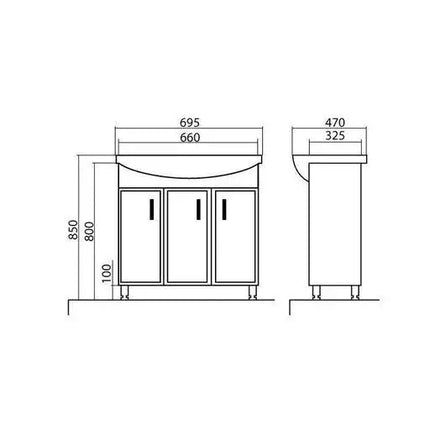 Mobilier de baie pe pardoseală Decor, Alb