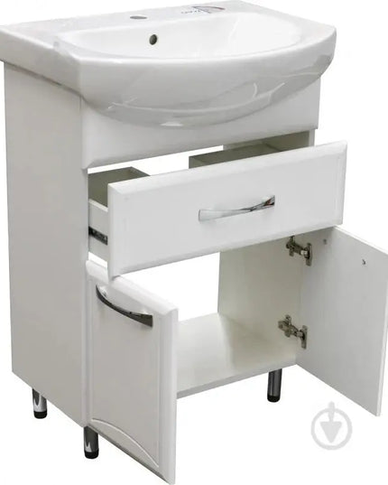 Mobilier de baie pe pardoseală cu sertar Decor, Alb