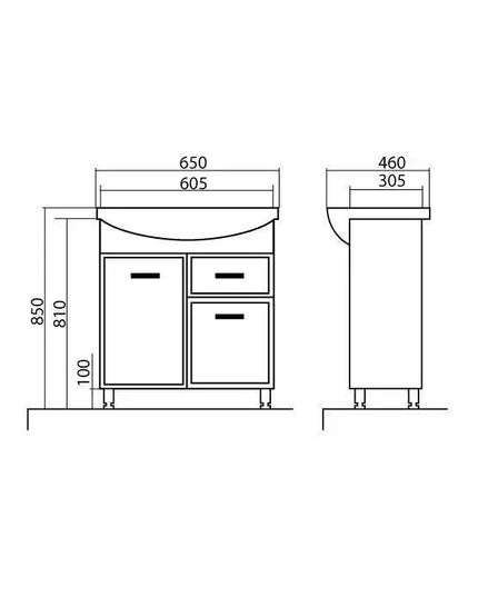 Mobilier de baie pe pardoseală cu sertar Decor, Alb