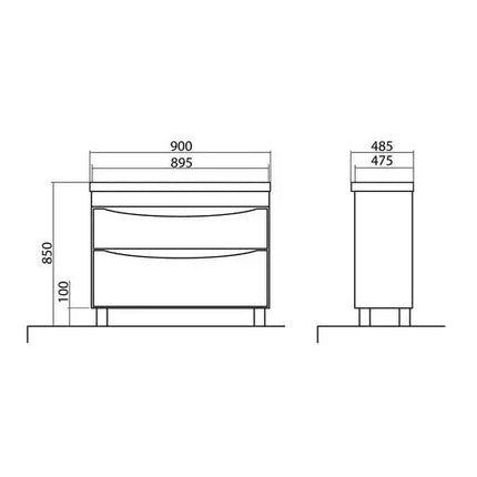 Mobilier de baie pe pardoseală Vista, Alb