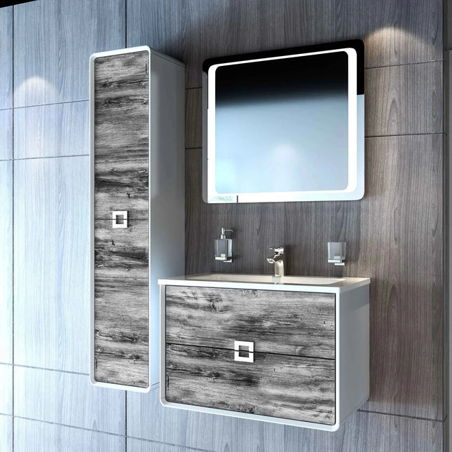 Mobilier de baie suspendat Aurika, Oak