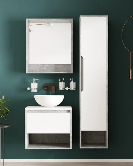 Mobilier de baie suspendat Edda Beton cu blat