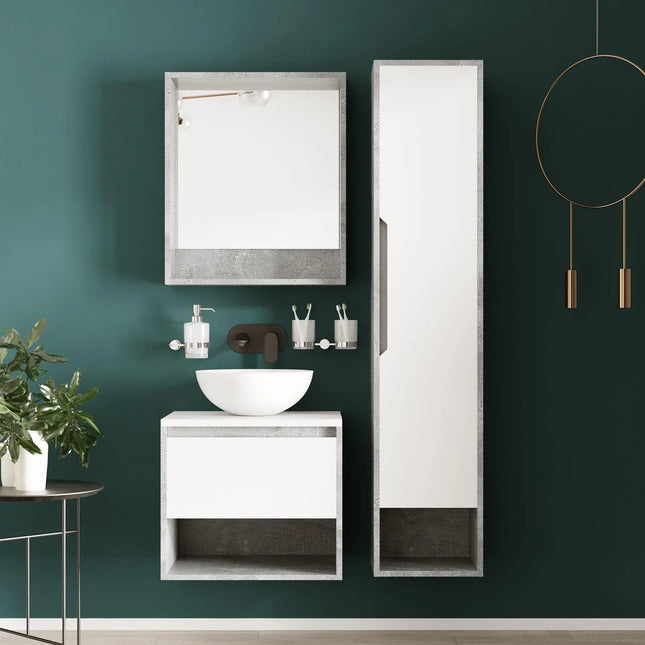 Mobilier de baie suspendat Edda Beton cu blat