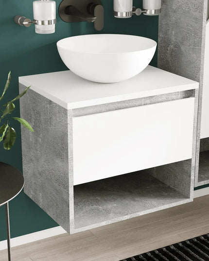 Mobilier de baie suspendat Edda Beton cu blat