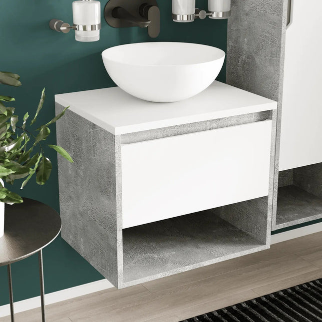 Mobilier de baie suspendat Edda Beton cu blat