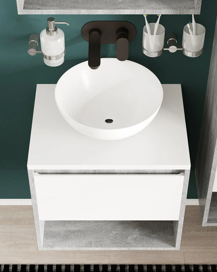 Mobilier de baie suspendat Edda Beton cu blat