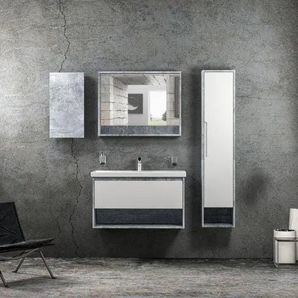 Mobilier de baie suspendat Edda, Beton