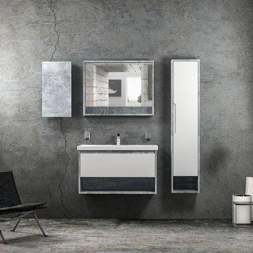 Mobilier de baie suspendat Edda, Beton