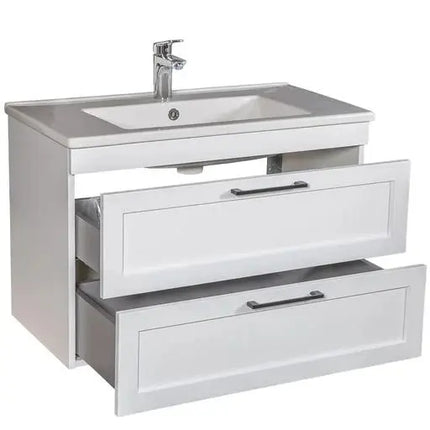 Mobilier de baie suspedat Inari, Alb