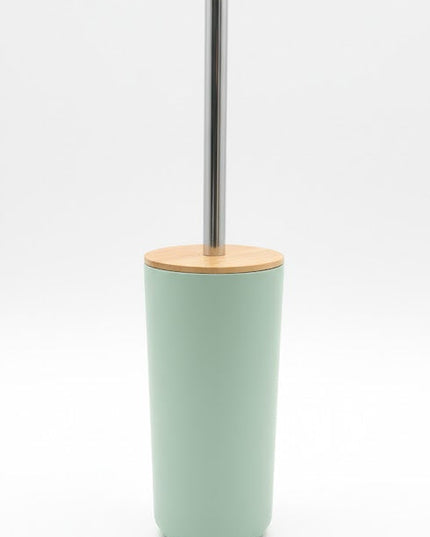 Set accesorii baie, cu accente lemnoase, SANITARY, 6 piese, menta cu detalii bej