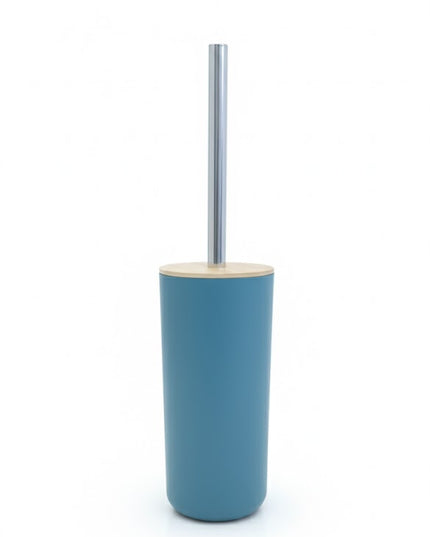 Set accesorii baie, cu accente lemnoase, SANITARY, 6 piese, turcoaz cu detalii bej deschis