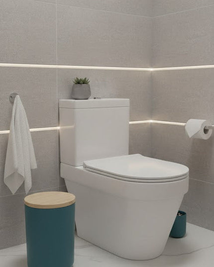 Set accesorii baie, cu accente lemnoase, SANITARY, 6 piese, turcoaz cu detalii bej deschis