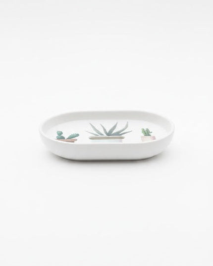 Set accesorii baie alb "Nature Botanical Mood", SANITARY – 6 piese, cu design cactus