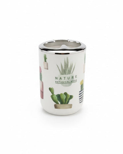 Set accesorii baie alb "Nature Botanical Mood", SANITARY – 6 piese, cu design cactus