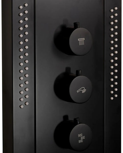 Panel de Duș Black Round – Design Modern cu Duș Tip Cascadă și Funcții Multiple
