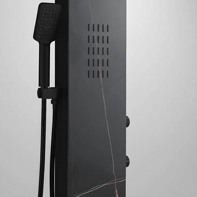 Panel de Duș Marble Black – Design Premium cu Duș Fix, Hidromasaj și Duș de Mână