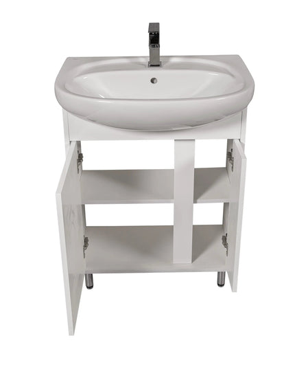 Mobilier de baie pe pardoseală Terra, Alb