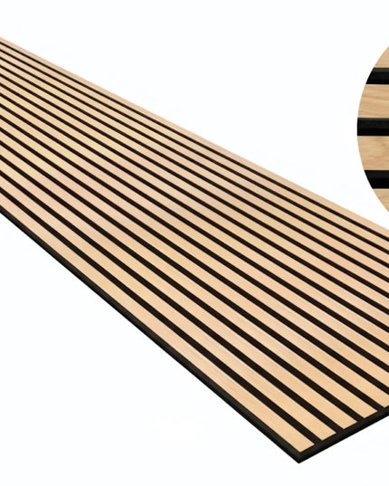 Panou riflaj decorativ Oak Line 001 – stejar deschis cu fundal negru