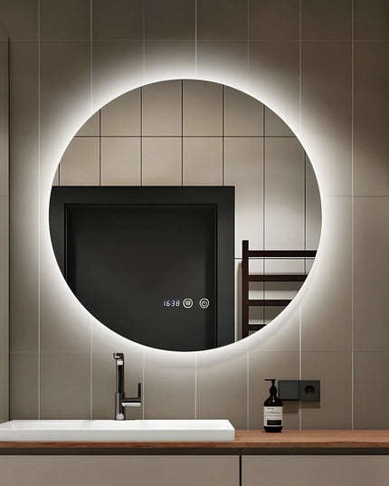 Oglindă Baie LED cu functie Dezaburire, Ceas ,Trei tipuri de lumină ,J170