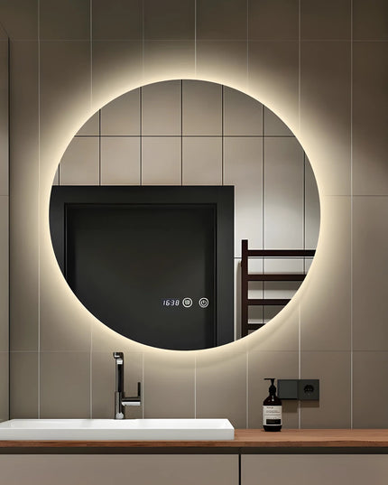 Oglindă Baie LED cu functie Dezaburire, Ceas ,Trei tipuri de lumină ,J170