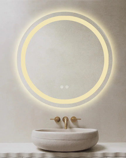 Oglindă Baie LED rotundă 70 cm cu funcție Dezaburire , J105
