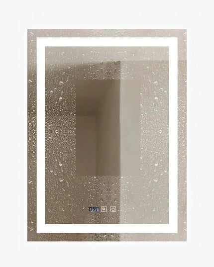 Oglinda LED Dreptunghiulara cu Ceas 90x60cm ,Trei Lumini J109