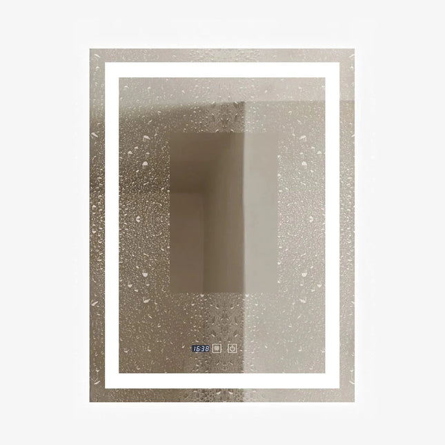 Oglinda LED Dreptunghiulara cu Ceas 90x60cm ,Trei Lumini J109