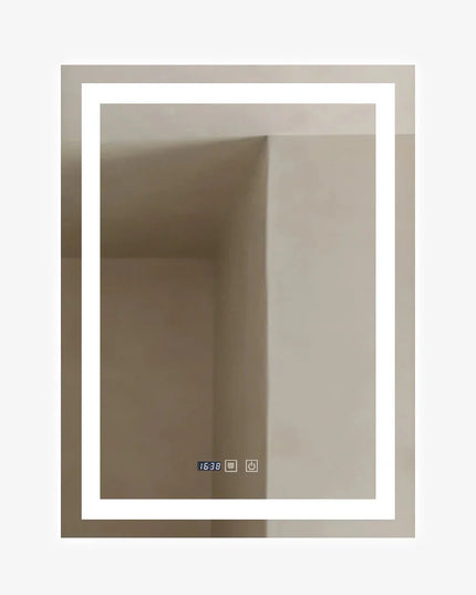 Oglinda LED Dreptunghiulara cu Ceas 90x60cm ,Trei Lumini J109