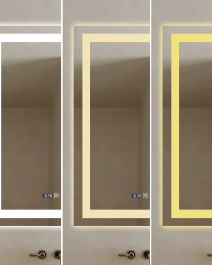 Oglinda LED Dreptunghiulara cu Ceas 90x60cm ,Trei Lumini J109