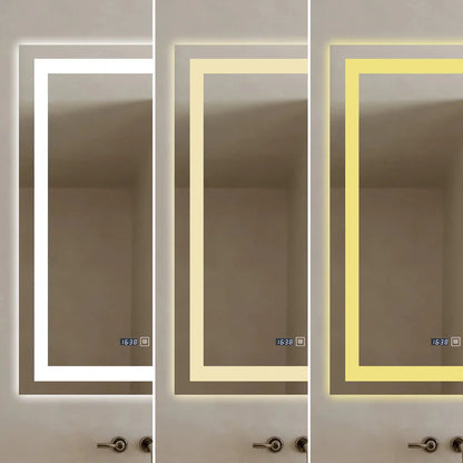 Oglinda LED Dreptunghiulara cu Ceas 90x60cm ,Trei Lumini J109
