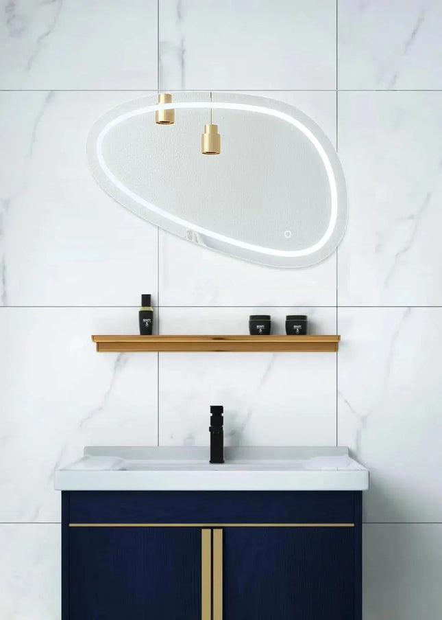 Oglinda LED Asimetrica 80x45cm Functie Dezaburire si Touch J18