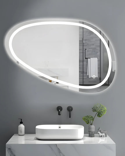 Oglinda LED Asimetrica 80x45cm Functie Dezaburire si Touch J18