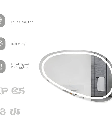 Oglinda LED Asimetrica 80x45cm Functie Dezaburire si Touch J18