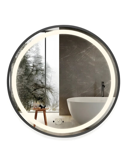 Oglinda LED Rotunda 70cm Rama Neagra Touch si Senzor De Miscare J129