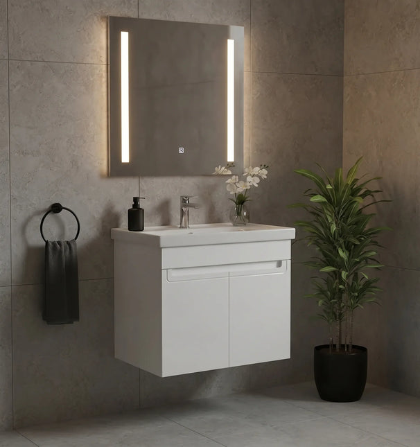 Mobilier de baie suspendat Omega, Alb